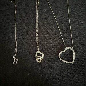 Elegant Silver Heart Pendant Necklace Set